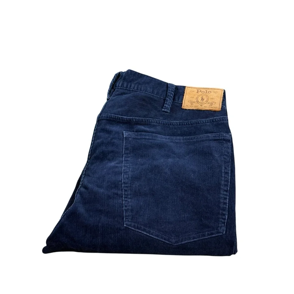 Polo Ralph Lauren Varick Slim Straight Blue Corduroy Pants Mens 38x30